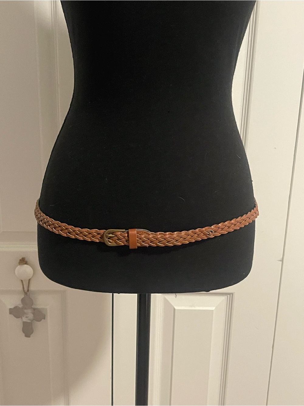 Braided Leather Waist Belt - Tan
